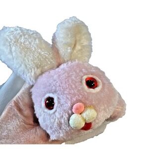 Vintage 80s Gift Co Inc Pink Plush Bunny Rabbit Stuffed Animal with Red Eyes